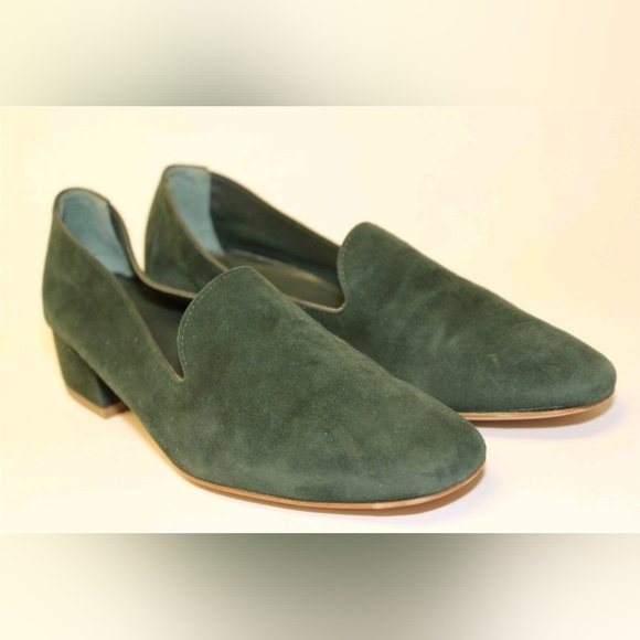 Mansur Gavriel Womens 6.5 36.5 Green Suede Low Heeled Loafers Italy Made Shoes - Picture 2 of 16